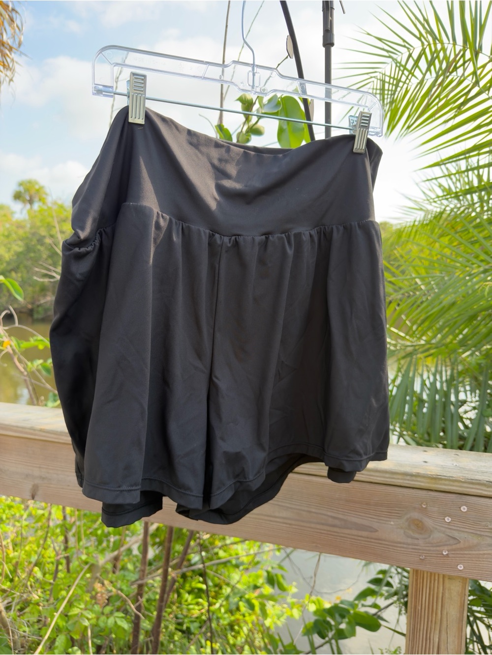 HALARA Black Active double shorts with Elastic Waist - Picture 2 of 6
